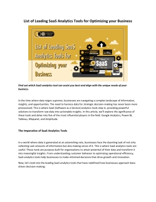 list of leading saas analytics tools