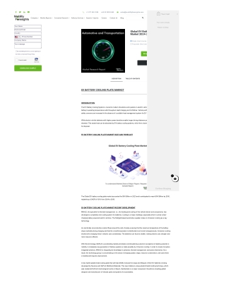 A Comprehensive Study of the Global EV Battery Cooling Plate Market