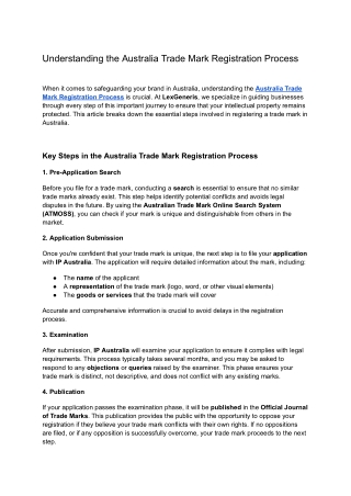 Understanding the Australia Trade Mark Registration Process