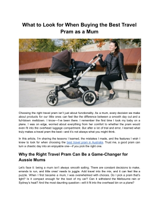 what to look for when buying the best travel pram