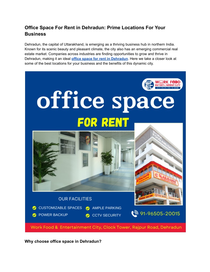 office space for rent in dehradun prime locations