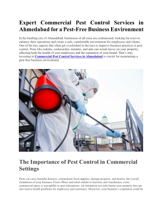 Expert Commercial Pest Control Services in Ahmedabad