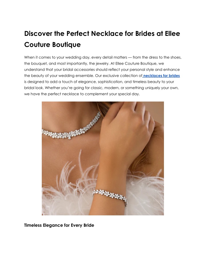 discover the perfect necklace for brides at ellee