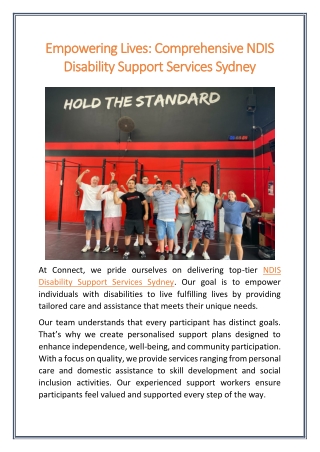 Empowering Lives Comprehensive NDIS Disability Support Services Sydney