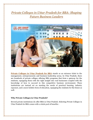 Private Colleges in Uttar Pradesh for BBA: Shaping Future Business Leaders