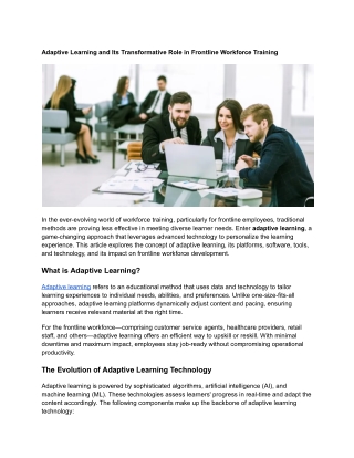 adaptive learning and its transformative role
