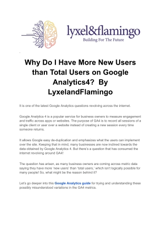 Comprehensive Google Analytics Guide Understanding New vs. Total Users By Lyxel&Flamingo