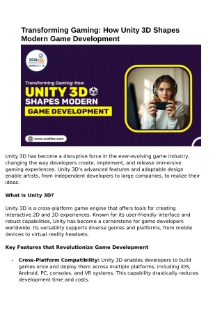 Transforming Gaming: How Unity 3D Shapes Modern Game Development