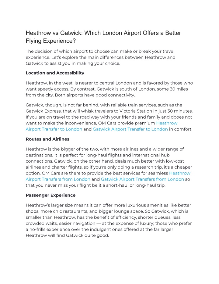 heathrow vs gatwick which london airport offers