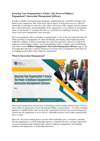 Securing Your Organization’s Future The Power of Bullseye Engagement's Succession Management Software