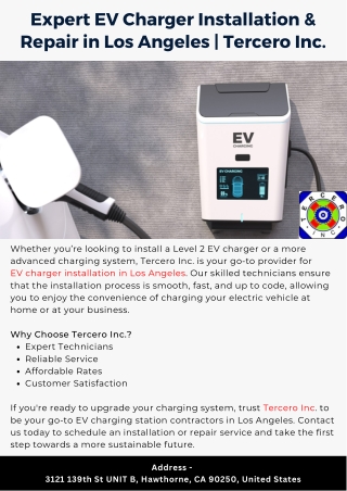 Expert EV Charger Installation & Repair in Los Angeles | Tercero Inc.
