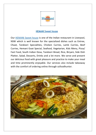 HEMANI Sweet house: Indian Restaurant in Liverpool- Order Now