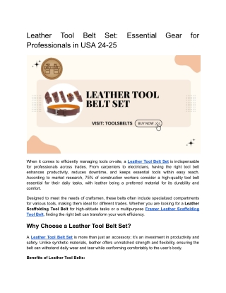 Leather Tool Belt Set_ Essential Gear for Professionals