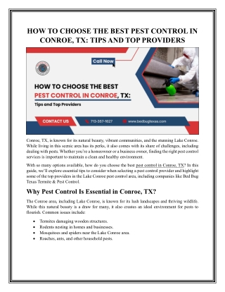 Effective Pest Control in Conroe, TX | Bed Bug Infestation Treatment