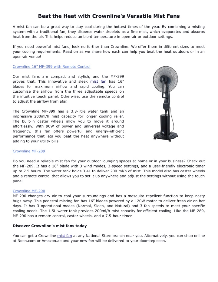 beat the heat with crownline s versatile mist fans