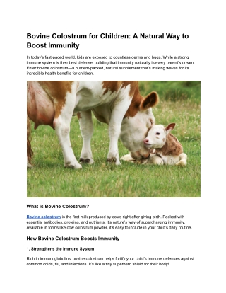 bovine colostrum for children a natural