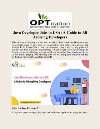 java developer jobs in usa a guide