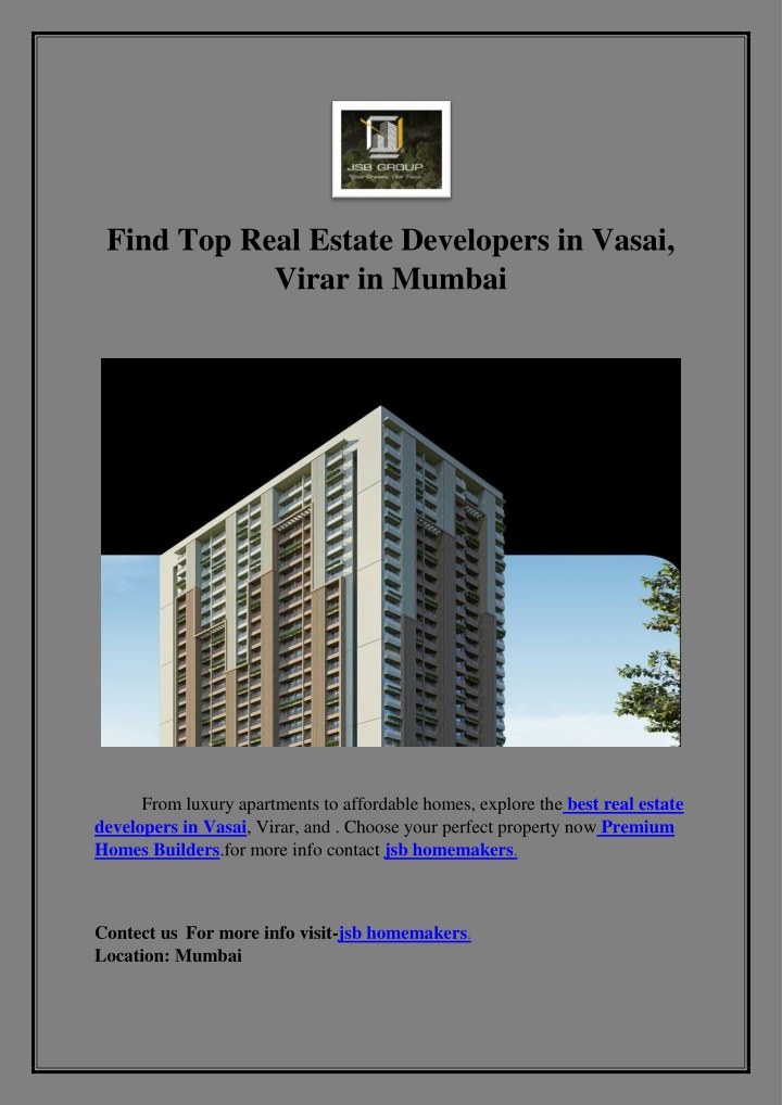 find top real estate developers in vasai virar