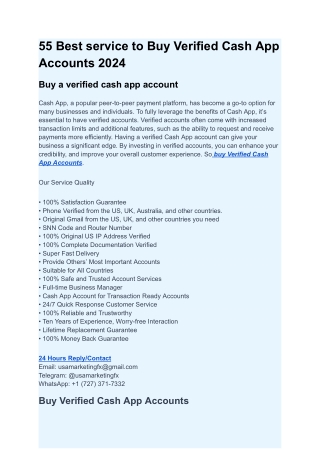 55 Best service to Buy Verified Cash App Accounts 2024