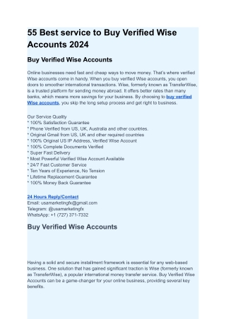 55 Best service to Buy Verified Wise Accounts 2024