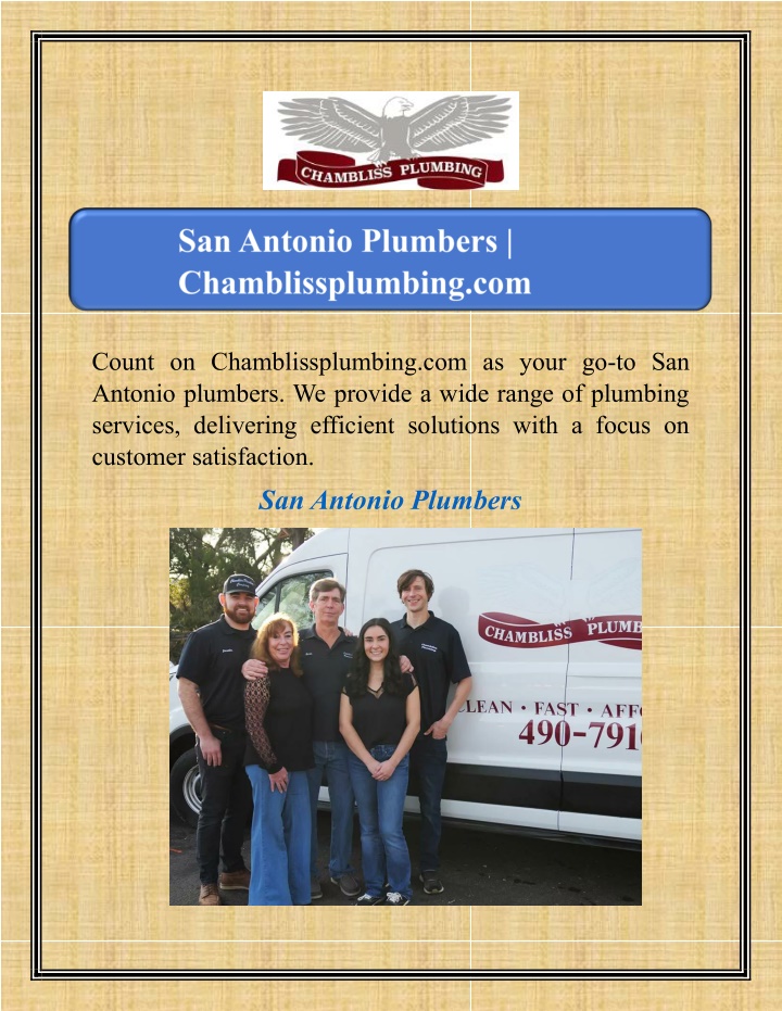 count on chamblissplumbing com as your