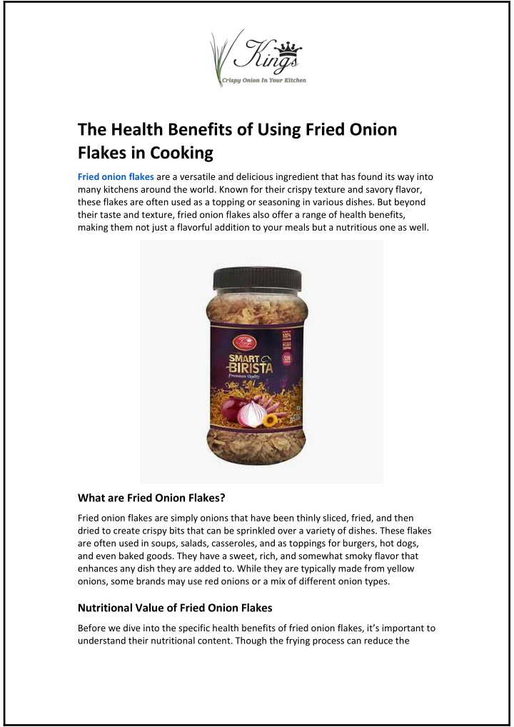 the health benefits of using fried onion flakes