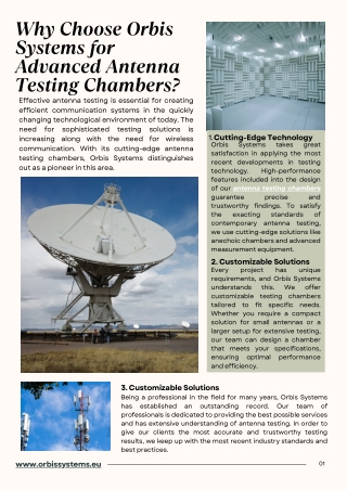 Why Choose Orbis Systems for Advanced Antenna Testing Chambers