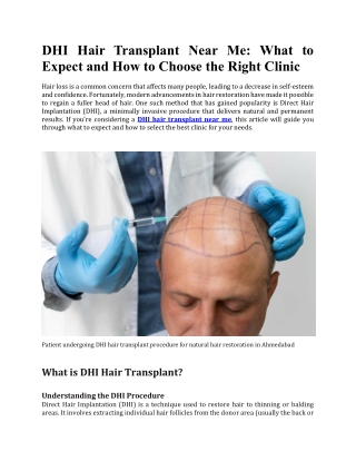 DHI Hair Transplant Near Me