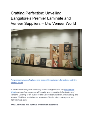 Crafting Perfection_ Unveiling Bangalore's Premier Laminate and Veneer Suppliers – Uro Veneer World