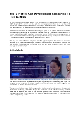 Top Mobile App Development Companies To Hire In 2025