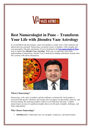 Best Numerologist in Pune – Transform Your Life with Jitendra Vaze Astrology