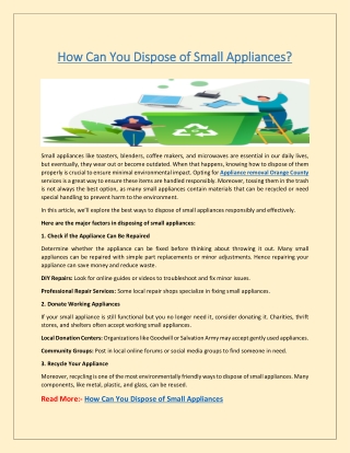How Can You Dispose of Small Appliances