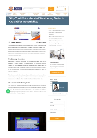 Why the UV Accelerated Weathering Tester is Crucial for Industrialists