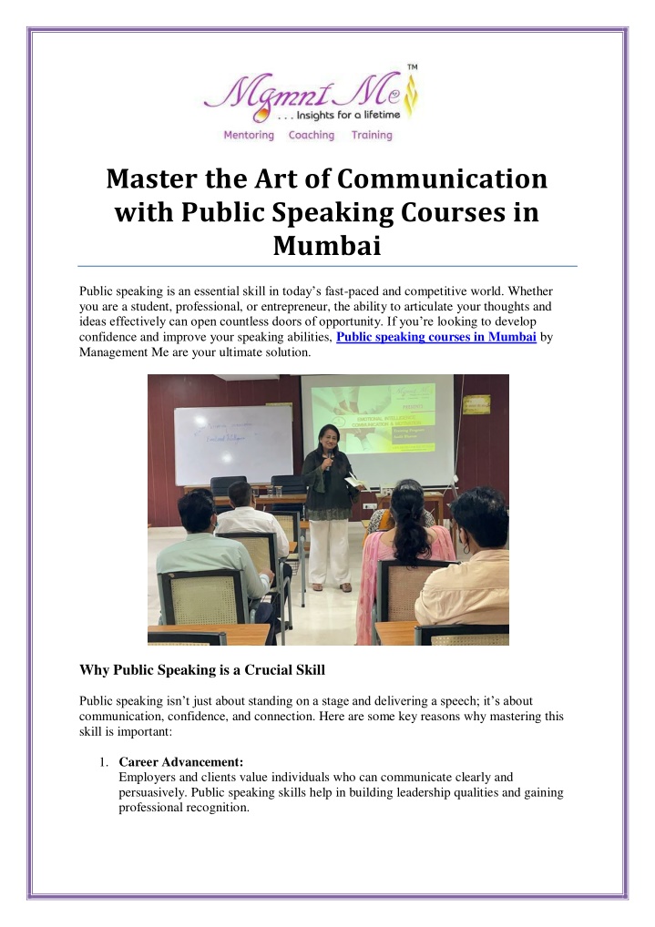 master the art of communication with public