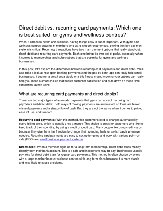 Recurring card payments vs. Direct debit