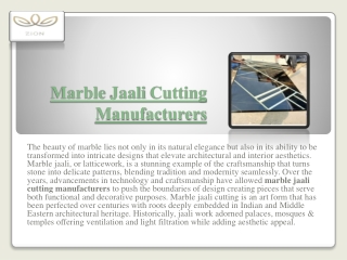Marble Jaali Cutting Manufacturers: Redefining Intricate Artistry