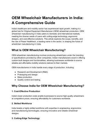 OEM Wheelchair Manufacturers in India: A Comprehensive Guide