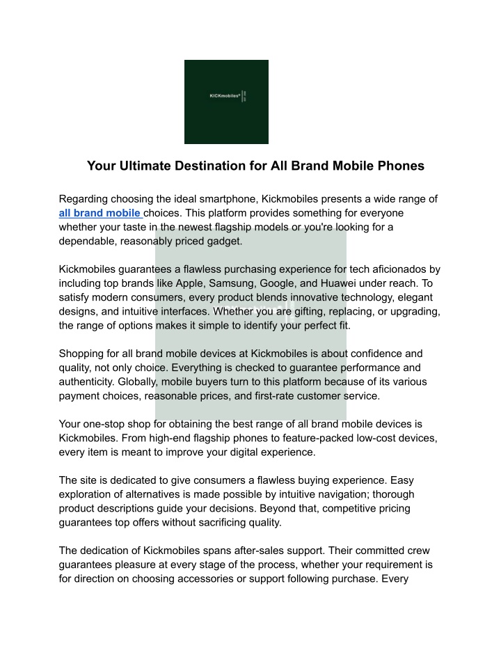 your ultimate destination for all brand mobile