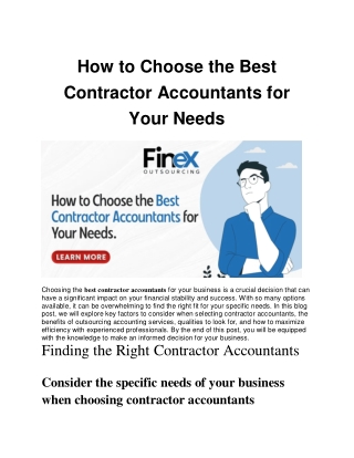 How to Choose the Best Contractor Accountants for Your Needs