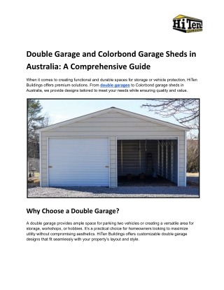 Double Garage and Colorbond Garage Sheds in Australia_ A Comprehensive Guide