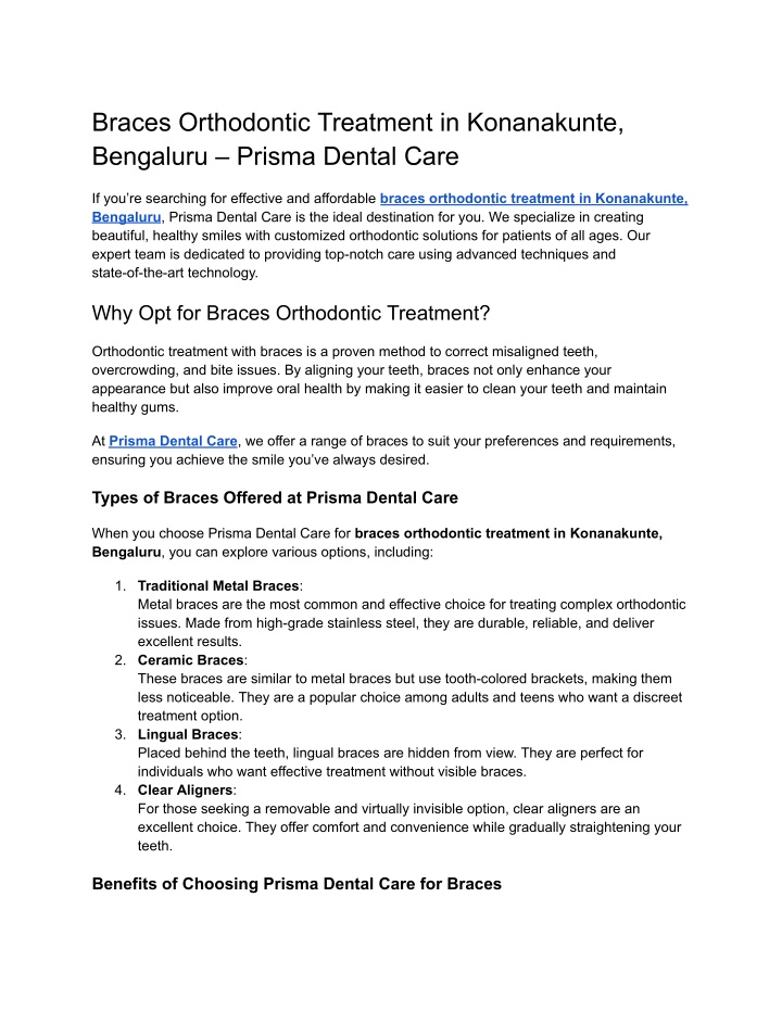 braces orthodontic treatment in konanakunte