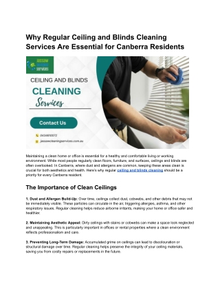 Why Regular Ceiling and Blinds Cleaning Services Are Essential for Canberra Residents