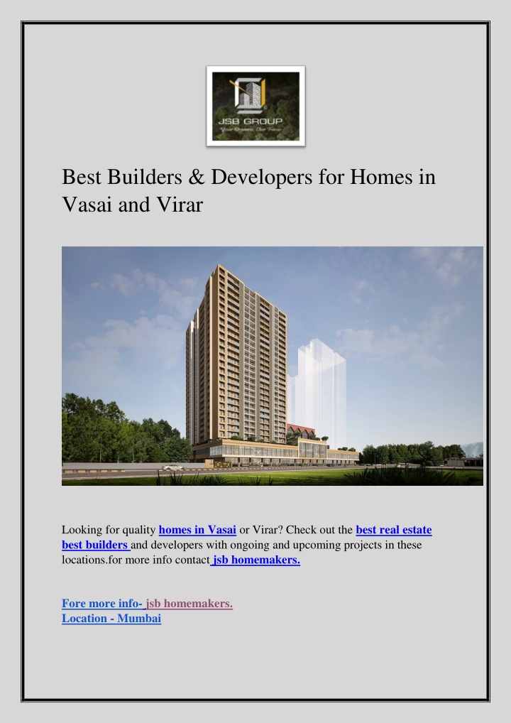 best builders developers for homes in vasai