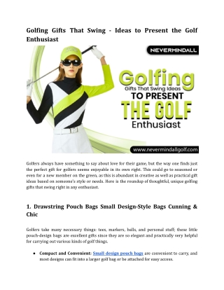 Golfing Gifts That Swing - Ideas to Present the Golf Enthusiast