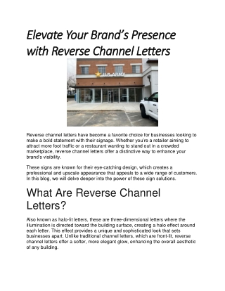 Elevate Your Brand’s Presence with Reverse Channel Letters