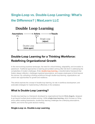 single loop vs double loop learning what s
