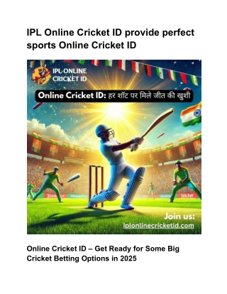 IPL Online Cricket ID provide perfect sports Online Cricket ID