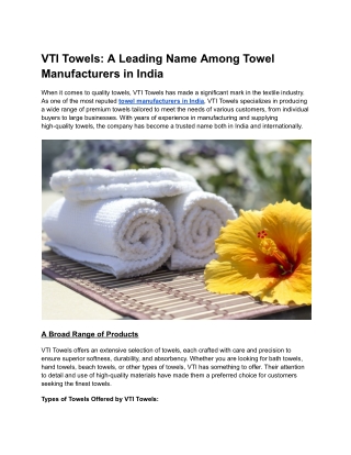 VTI Towels_ A Leading Name Among Towel Manufacturers in India
