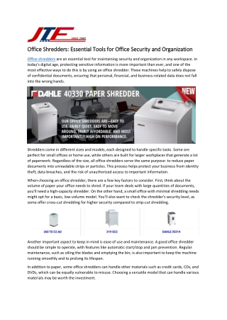 Office Shredders: Essential Tools for Office Security and Organization