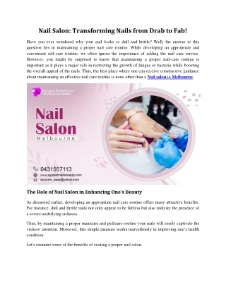 Nail Salon: Transforming Nails from Drab to Fab!